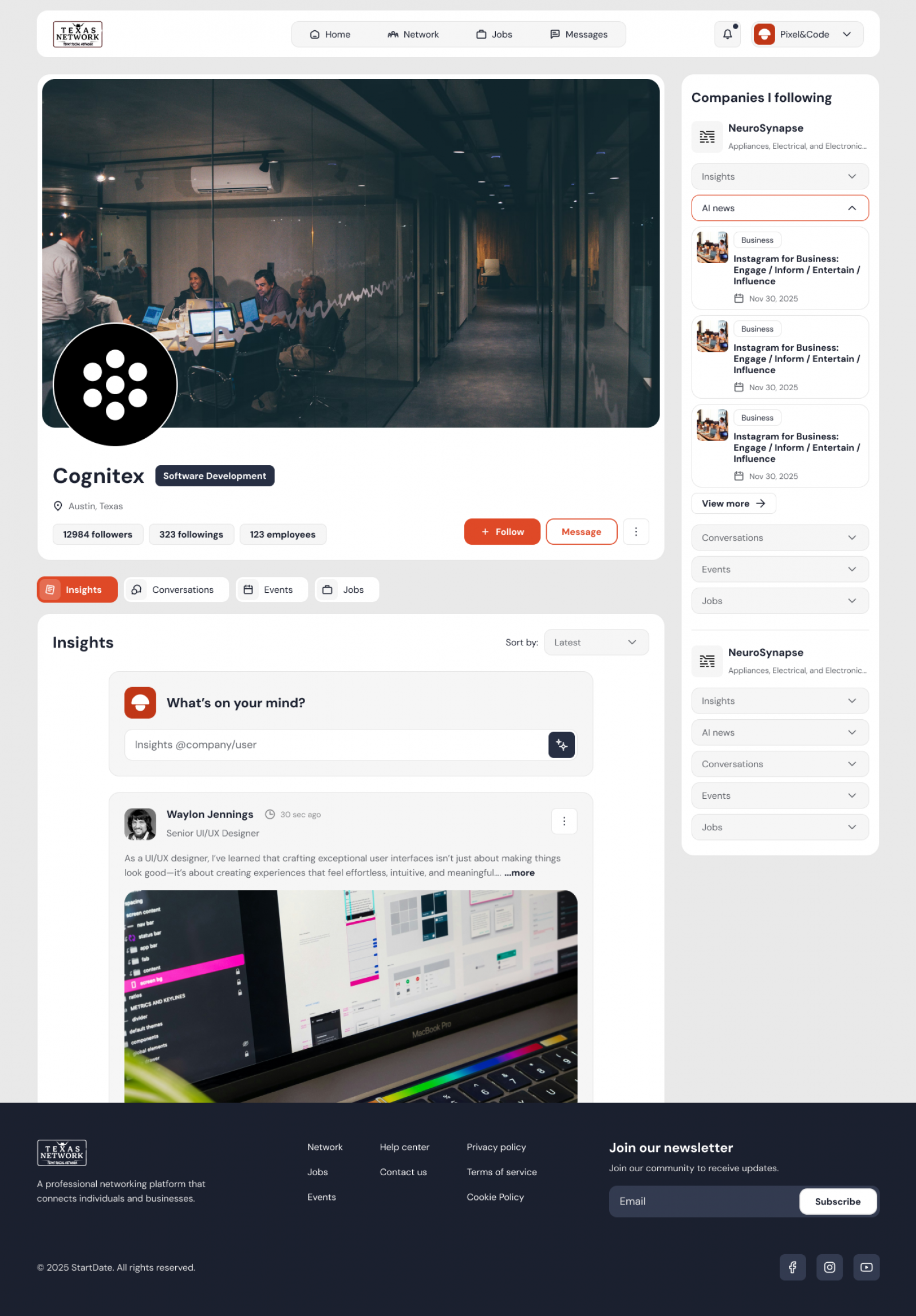 Network - Company page - Insights